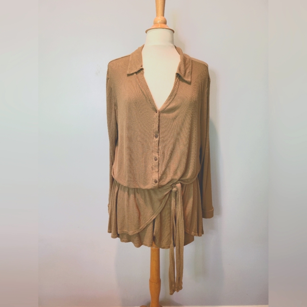 Free People Beach Lively Romper Tropical Nut SZ M